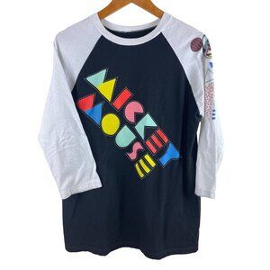 Disney Parks Mickey Moust Color Block Letters Raglan Baseball Shirt Large